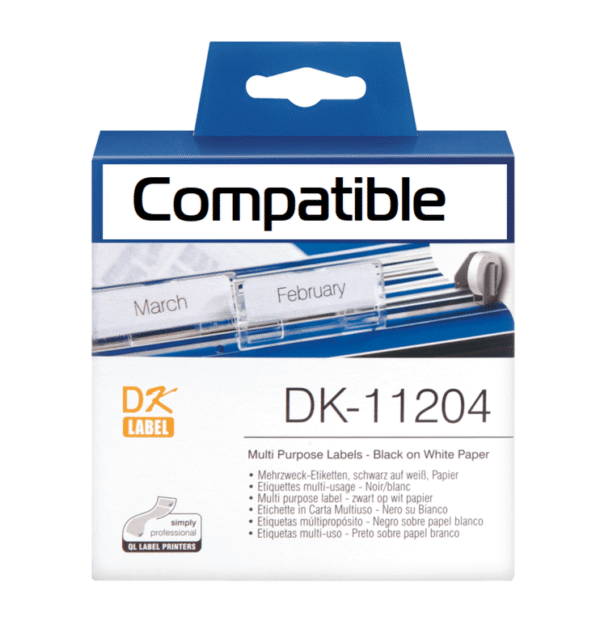 Etiquetas Precortadas Para Brother DK-11204 - Pack De 10 Rollos, Tamaño 17x54 Mm, Blanco