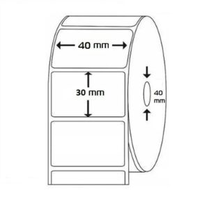 Etiquetas térmicas 40x30 mm en rollo de 1250 unidades