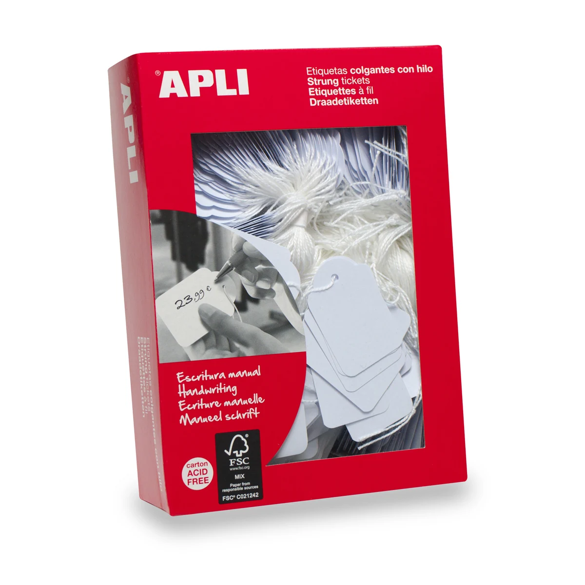 Etiquetas colgantes APLI 46 × 65 mm blanco (400 uds.) - Imagen 3