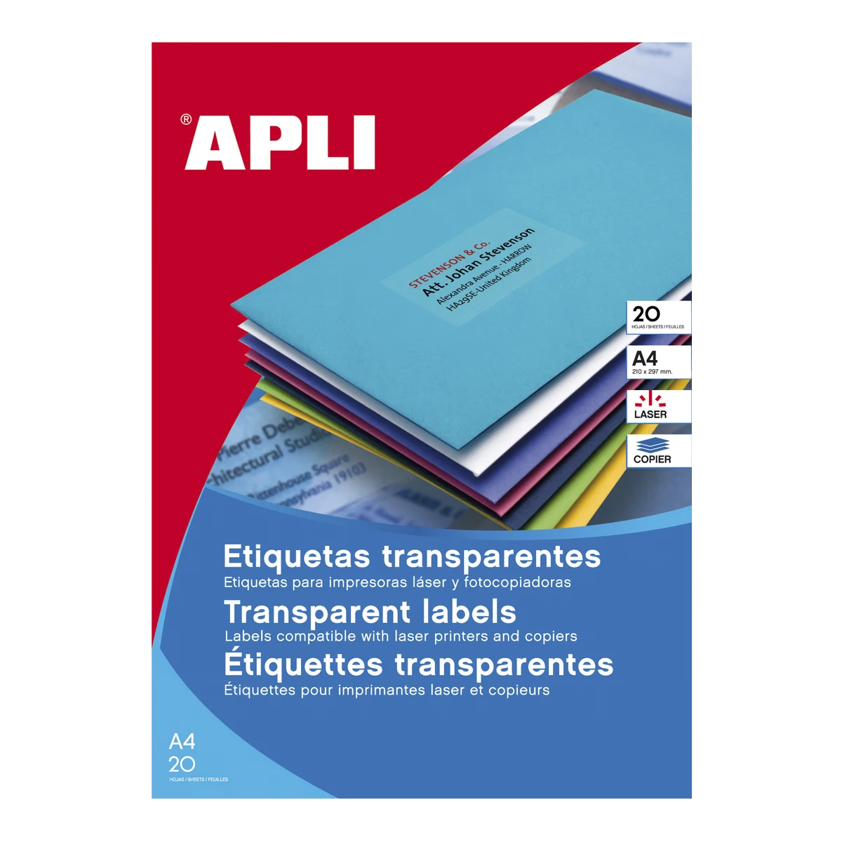 Etiquetas APLI 210 × 297 mm A4 permanente translúcido (20 uds.) - Imagen 3