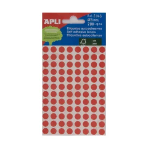 Etiquetas APLI Ø 8 mm permanente rojo (288 uds.)