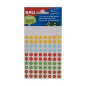 Etiquetas APLI Ø 8 mm permanente amarillo (288 uds.)