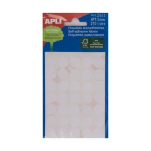 Etiquetas APLI Ø 13 mm permanente blanco (210 uds.)