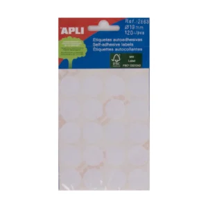 Etiquetas APLI Ø 19 mm permanente blanco (120 uds.)