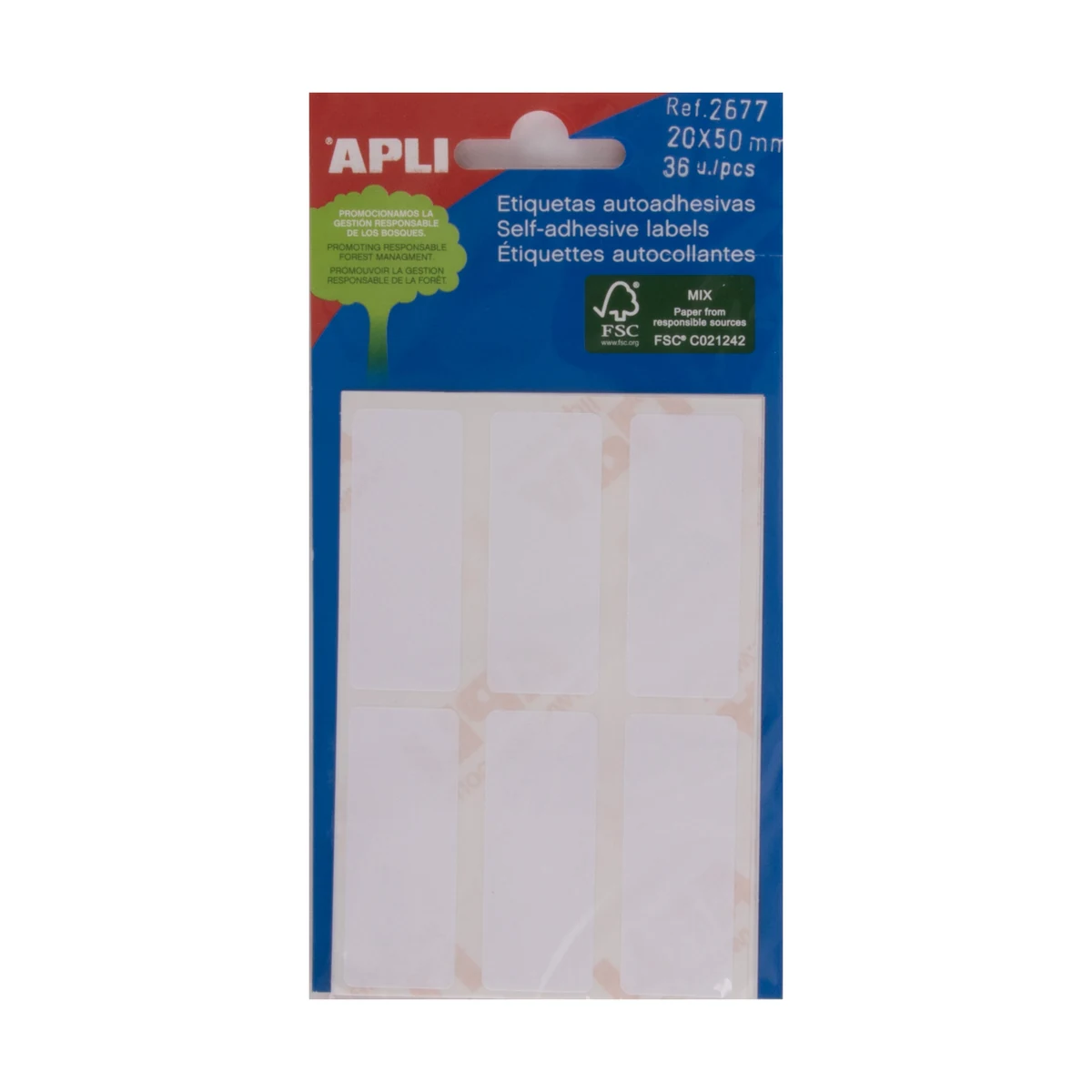 Etiquetas APLI 20 × 50 mm permanente blanco (36 uds.)