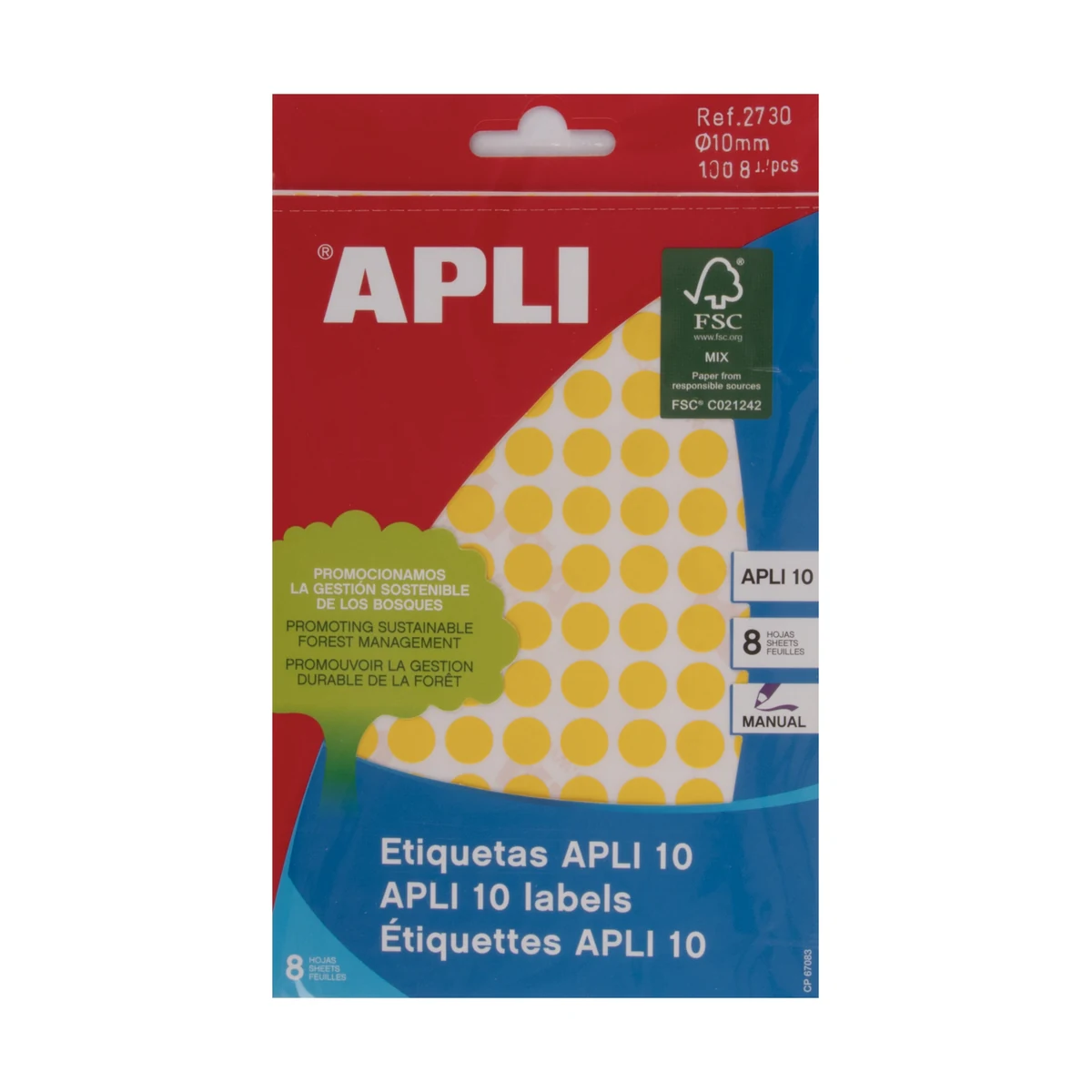 Etiquetas APLI Ø 10 mm permanente amarillo (1.008 uds.) - Imagen 2
