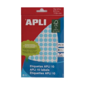 Etiquetas APLI Ø 10 mm permanente azul (1.008 uds.)