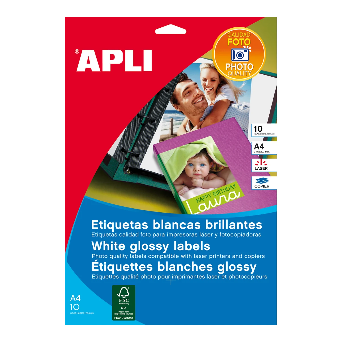 Etiquetas APLI 199,6 × 289,1 mm A4 permanente blanco (10 uds.) - Imagen 3