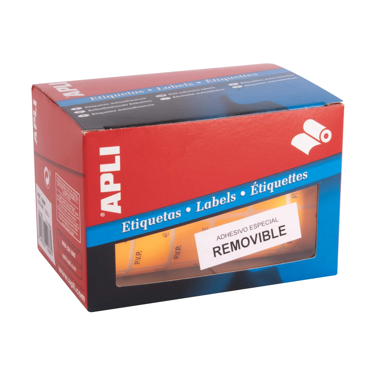 Etiquetas PVP APLI 16 × 22 mm en rollo (2.520 uds.) – ref. 10088