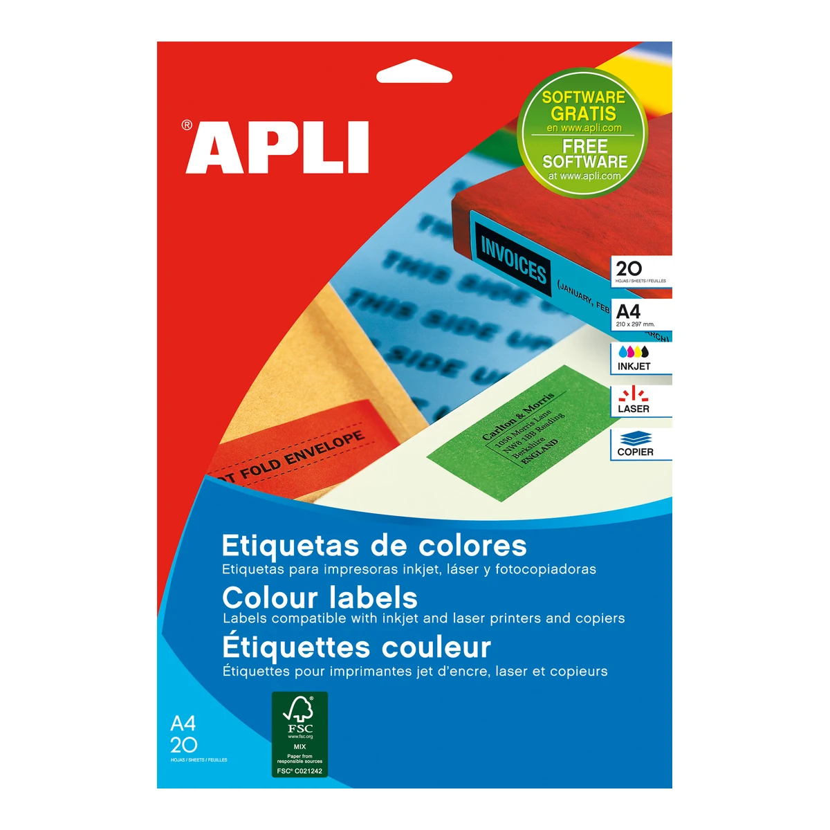 Etiquetas APLI 105 × 148 mm A4 permanente verde (80 uds.) - Imagen 3