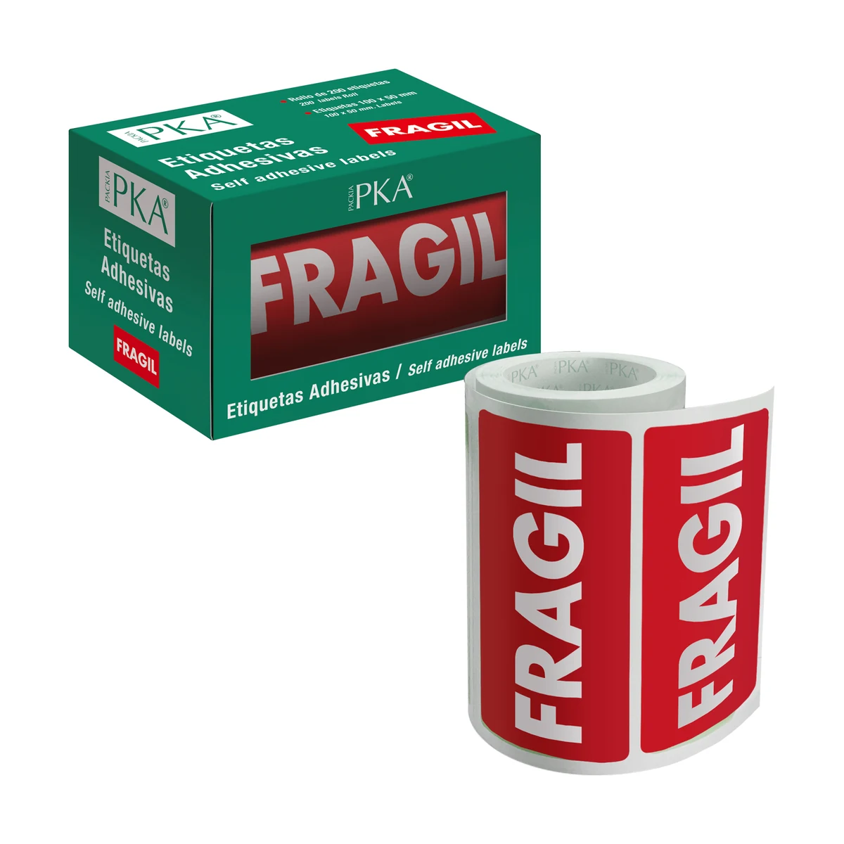 Etiquetas «Frágil» Dohe 100 × 50 mm en rollo (200 uds.)