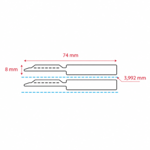 Esquema de medidas: Etiquetas para joyerías y ópticas 74x8 mm.
