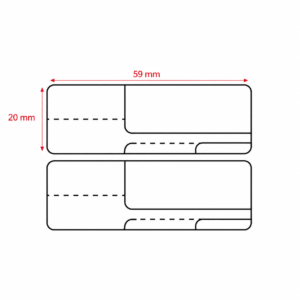 Esquema de medidas: Etiquetas para joyerías y ópticas 59x20 mm.